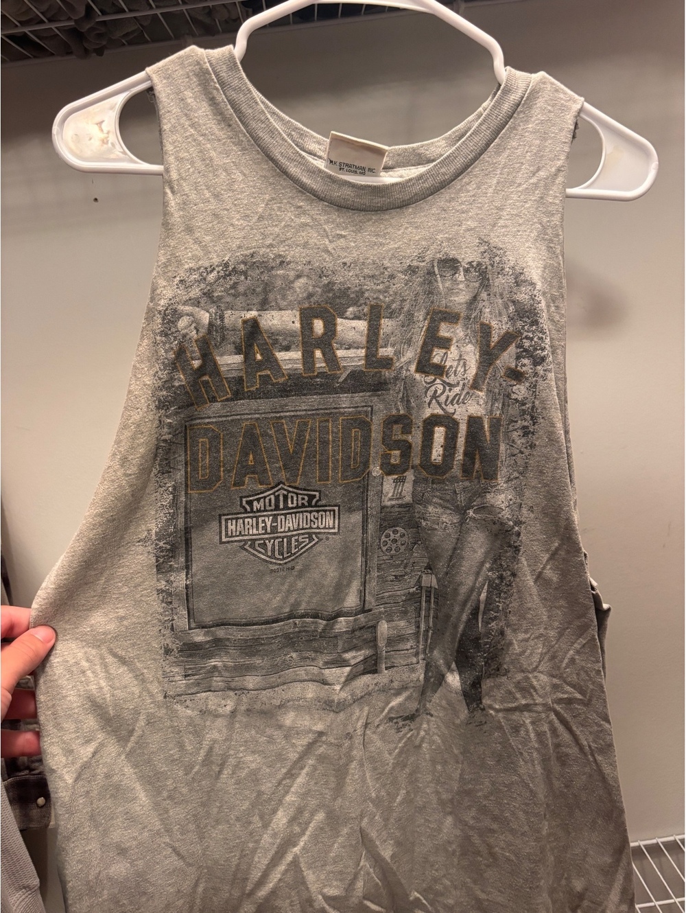 Harley-Davidson Gray Sleeveless Tank Top with Vintage Print